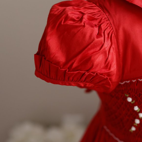 Red Dupioni Silk Dress Girls STUNNING Luli & Me Special Occasion Like New - Picture 5 of 5